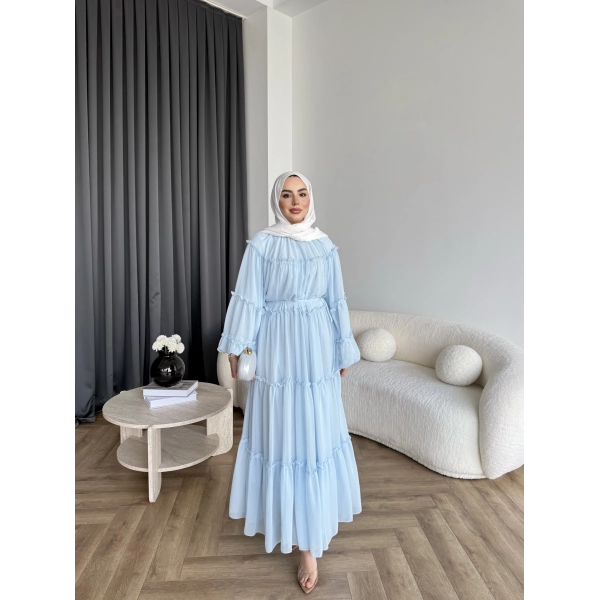 Hen - Luzy Şifon Elbise - Mavi