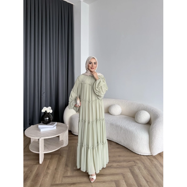 Hen - Luzy Şifon Elbise - Yeşil