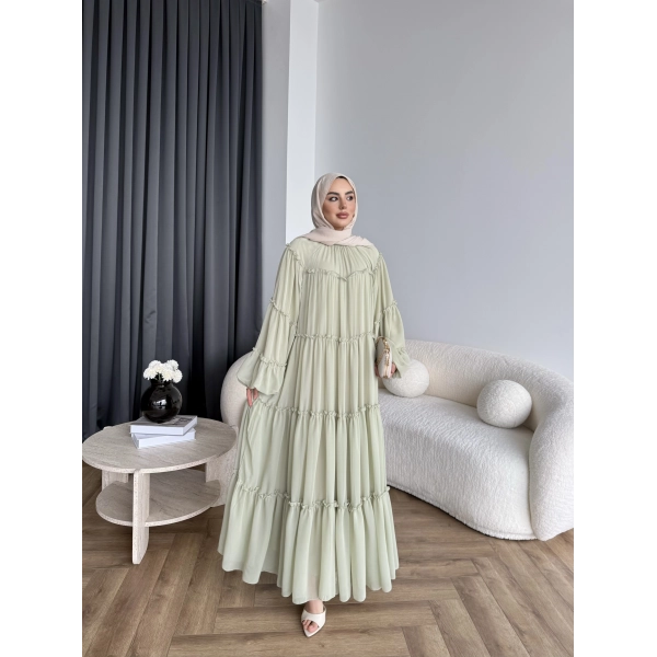 Hen - Luzy Şifon Elbise - Yeşil