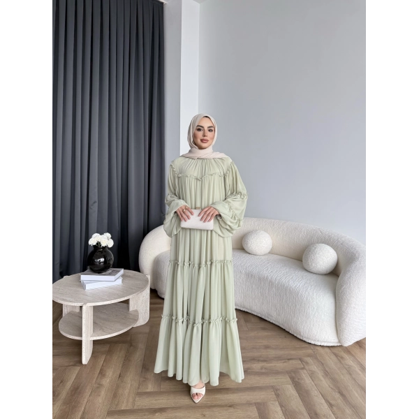 Hen - Luzy Şifon Elbise - Yeşil