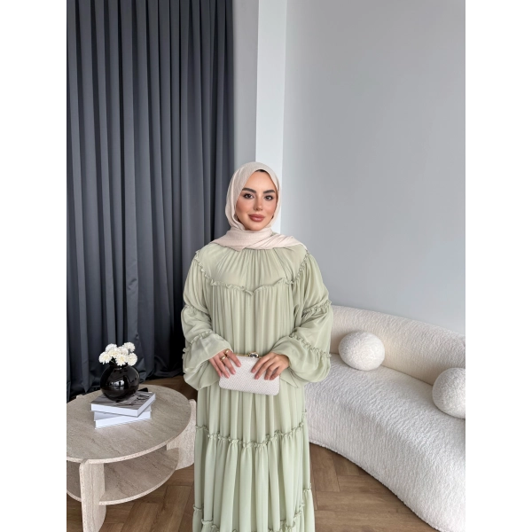 Hen - Luzy Şifon Elbise - Yeşil