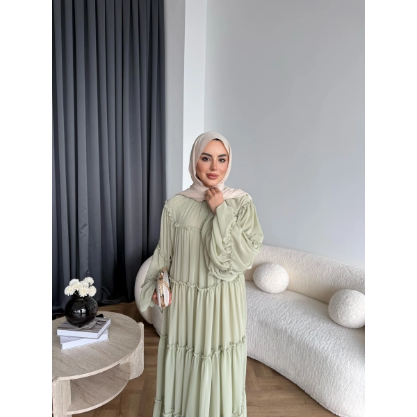 Hen - Luzy Şifon Elbise - Yeşil