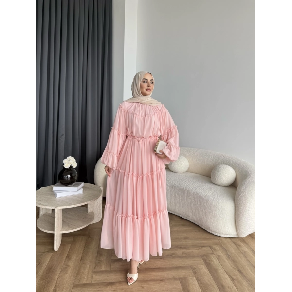 Hen - Luzy Şifon Elbise - Pembe