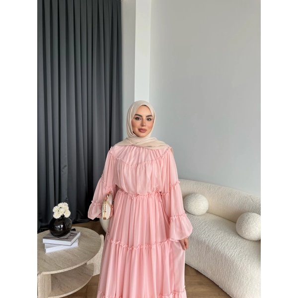Hen - Luzy Şifon Elbise - Pembe