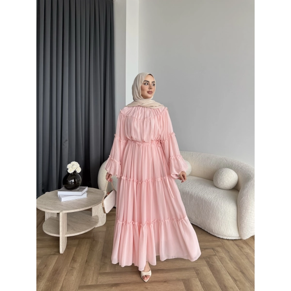 Hen - Luzy Şifon Elbise - Pembe