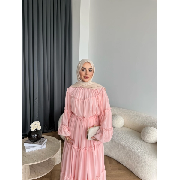Hen - Luzy Şifon Elbise - Pembe