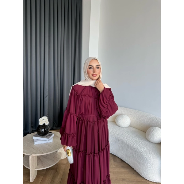 Hen - Luzy Şifon Elbise - Bordo