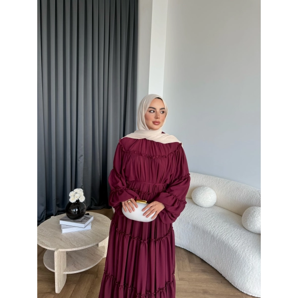 Hen - Luzy Şifon Elbise - Bordo