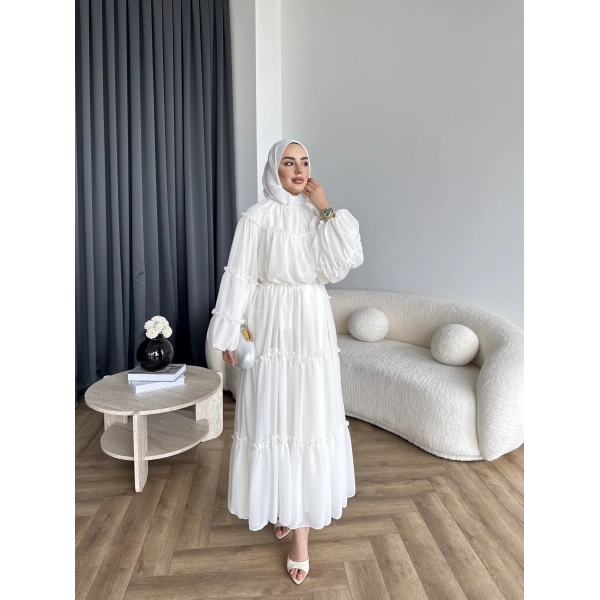 Hen - Luzy Şifon Elbise - Beyaz