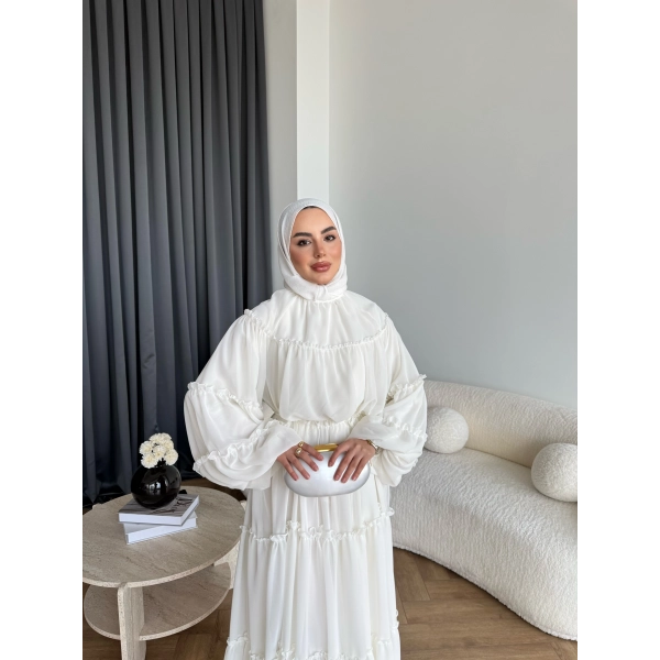 Hen - Luzy Şifon Elbise - Beyaz