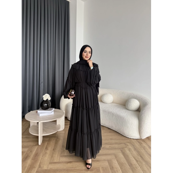 Hen - Luzy Şifon Elbise - Siyah