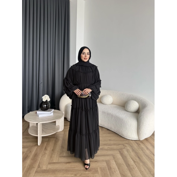 Hen - Luzy Şifon Elbise - Siyah