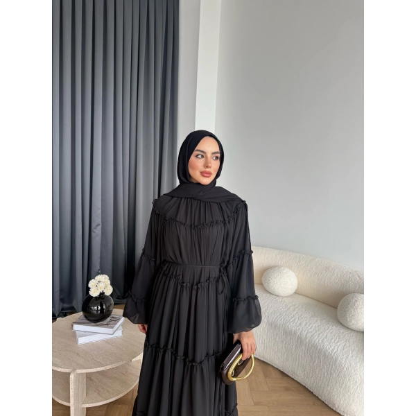 Hen - Luzy Şifon Elbise - Siyah