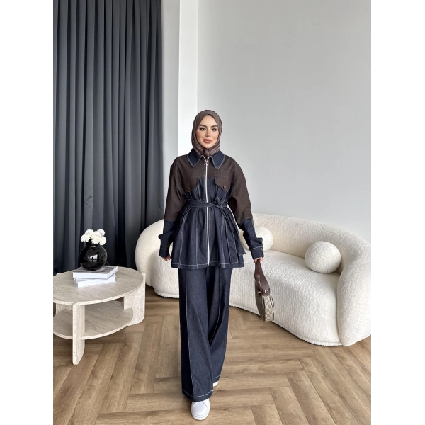 Pwn - Dark Çift Fermuar Denim Takım