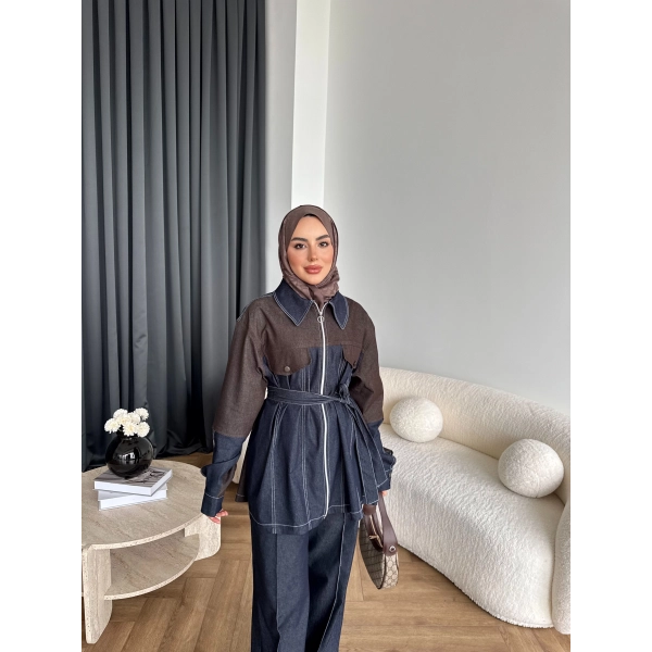 Pwn - Dark Çift Fermuar Denim Takım