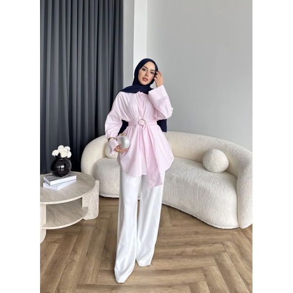 Hen - Noble Kuşaklı Gömlek - Pembe