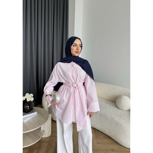 Hen - Noble Kuşaklı Gömlek - Pembe