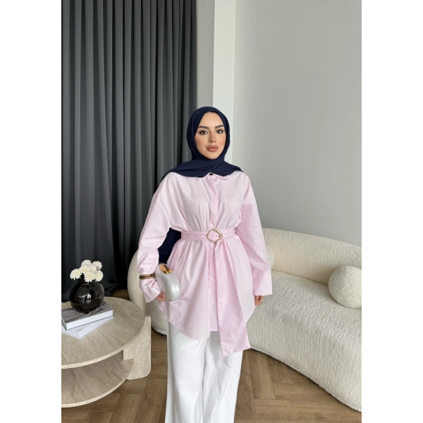 Hen - Noble Kuşaklı Gömlek - Pembe