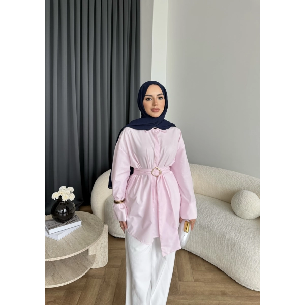 Hen - Noble Kuşaklı Gömlek - Pembe