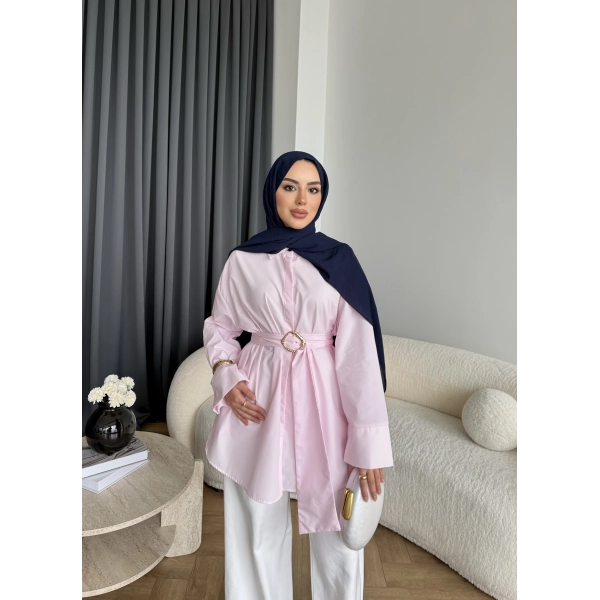 Hen - Noble Kuşaklı Gömlek - Pembe