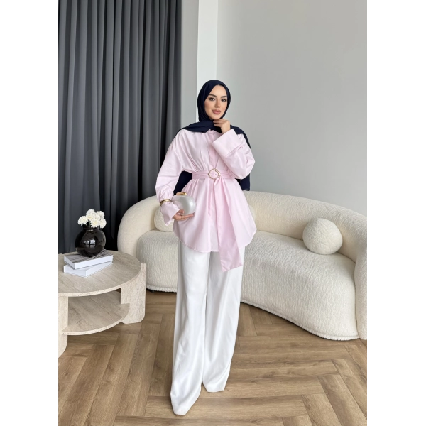 Hen - Noble Kuşaklı Gömlek - Pembe