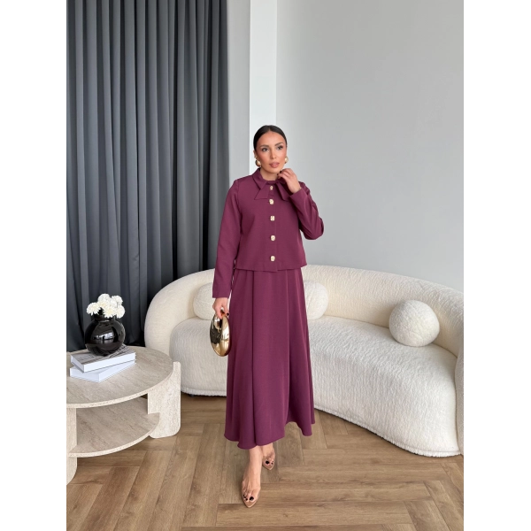 Hen - Visor Fiyonklu Etekli Takım - Bordo