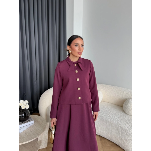 Hen - Visor Fiyonklu Etekli Takım - Bordo