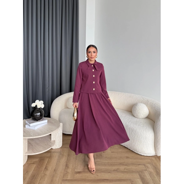 Hen - Visor Fiyonklu Etekli Takım - Bordo