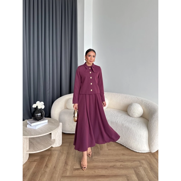 Hen - Visor Fiyonklu Etekli Takım - Bordo