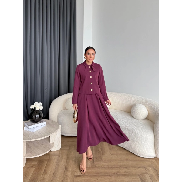 Hen - Visor Fiyonklu Etekli Takım - Bordo