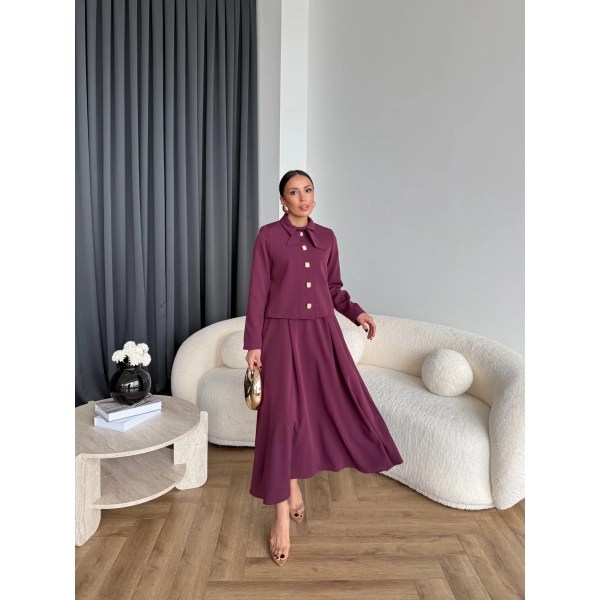 Hen - Visor Fiyonklu Etekli Takım - Bordo