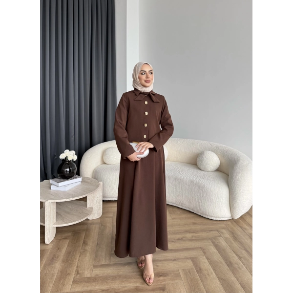 Hen - Visor Fiyonklu Etekli Takım - Kahve