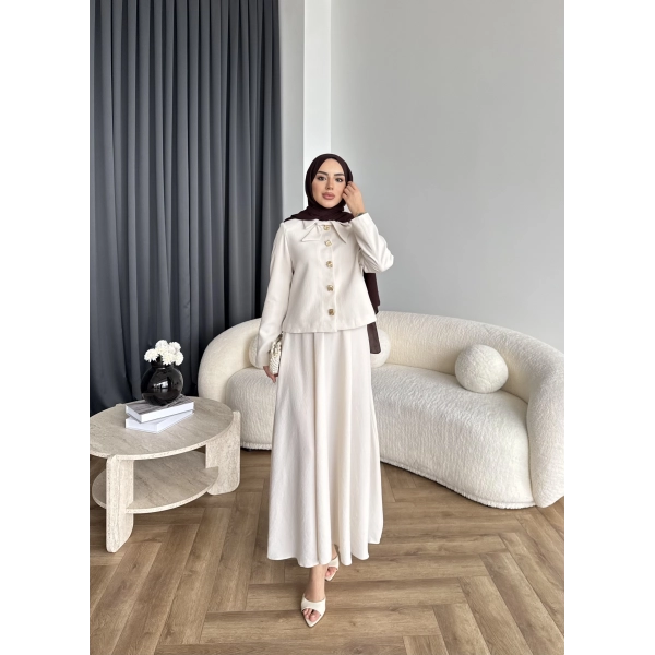 Hen - Visor Fiyonklu Etekli Takım - Bej