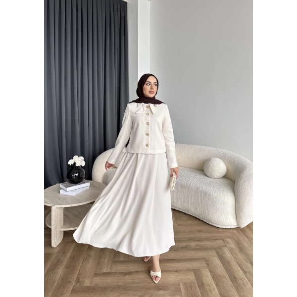 Hen - Visor Fiyonklu Etekli Takım - Bej