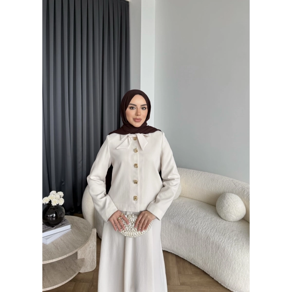 Hen - Visor Fiyonklu Etekli Takım - Bej