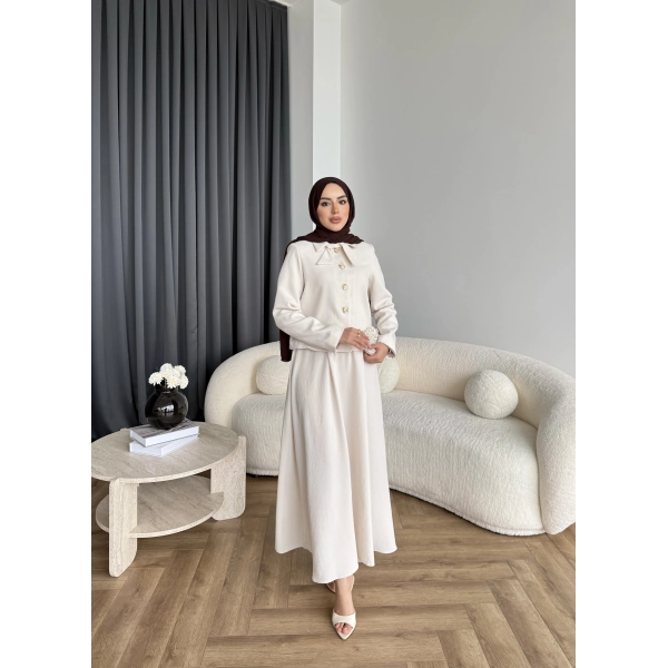 Hen - Visor Fiyonklu Etekli Takım - Bej