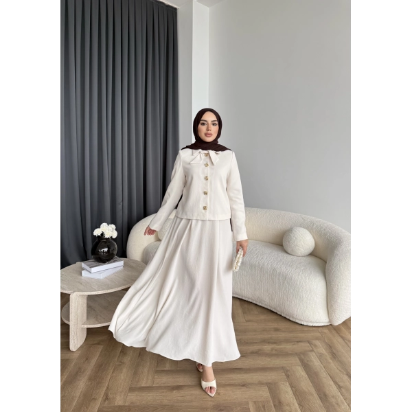 Hen - Visor Fiyonklu Etekli Takım - Bej