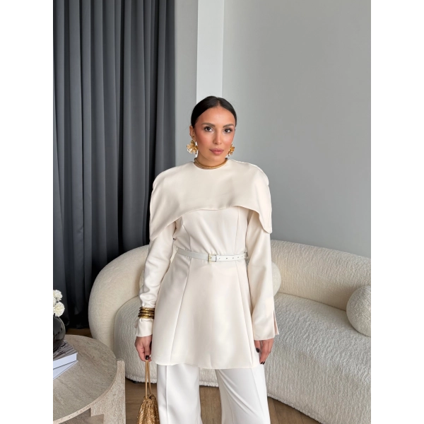 Tb - Glady Pelerin Takım - Bej