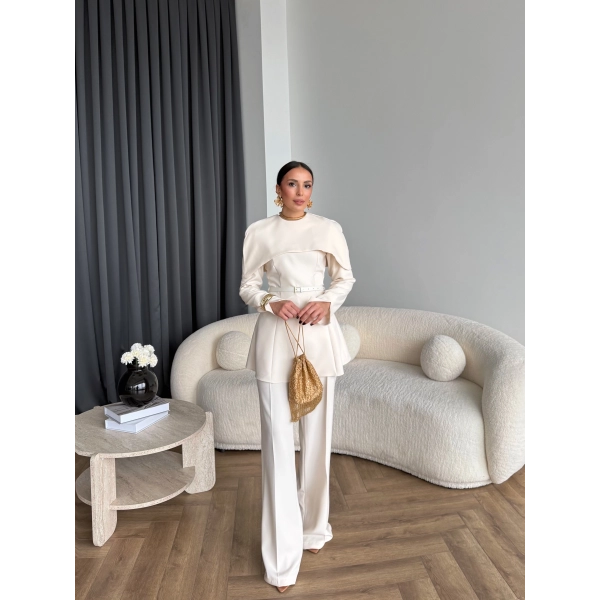 Tb - Glady Pelerin Takım - Bej