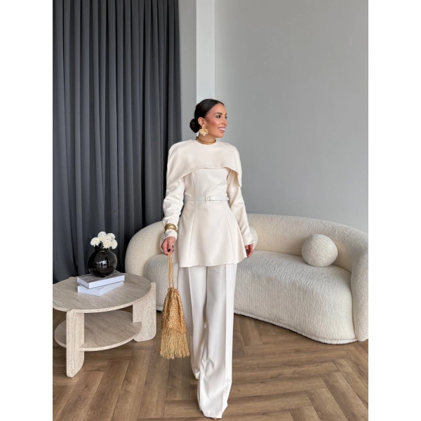 Tb - Glady Pelerin Takım - Bej