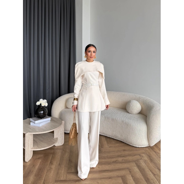 Tb - Glady Pelerin Takım - Bej