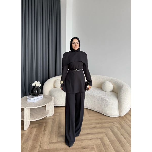 Tb - Glady Pelerin Takım - Siyah