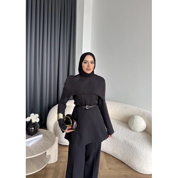 Tb - Glady Pelerin Takım - Siyah