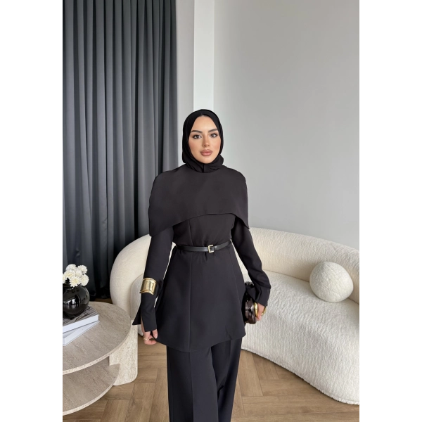 Tb - Glady Pelerin Takım - Siyah