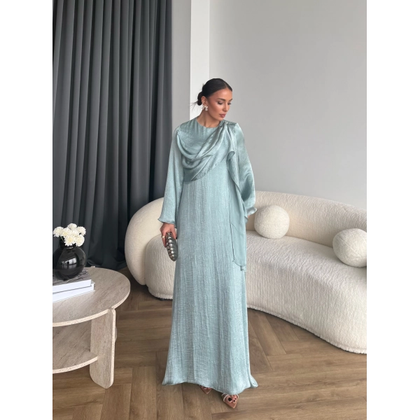 Fuş - Warm Kraş Taşlı Elbise - Mint