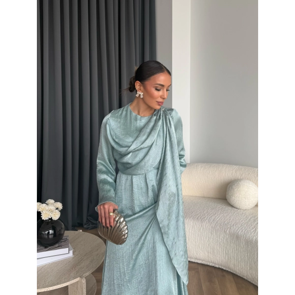 Fuş - Warm Kraş Taşlı Elbise - Mint