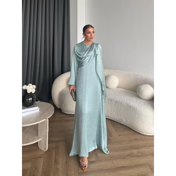 Fuş - Warm Kraş Taşlı Elbise - Mint