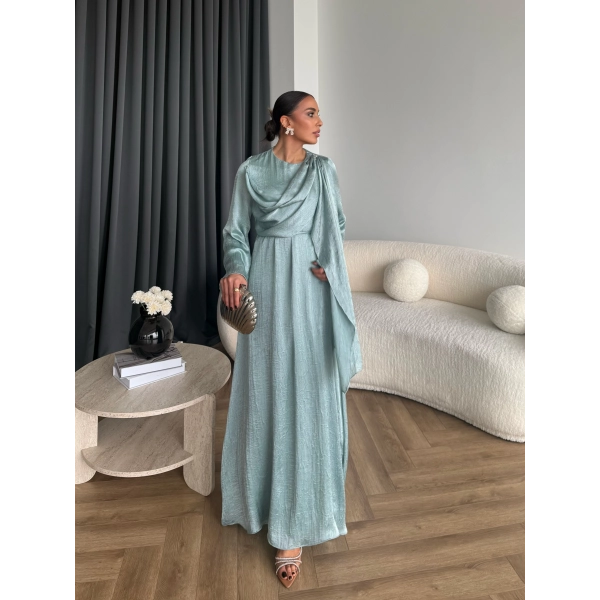 Fuş - Warm Kraş Taşlı Elbise - Mint