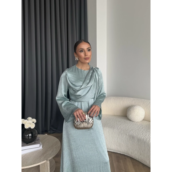 Fuş - Warm Kraş Taşlı Elbise - Mint