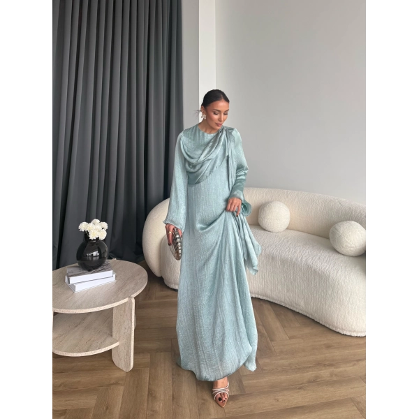 Fuş - Warm Kraş Taşlı Elbise - Mint